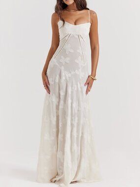 House of CB White Floral Embroidered Maxi Dress